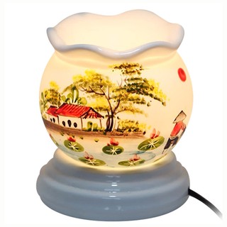 Đèn xông tinh dầu gốm sứ hoa văn cao cấp 12cm