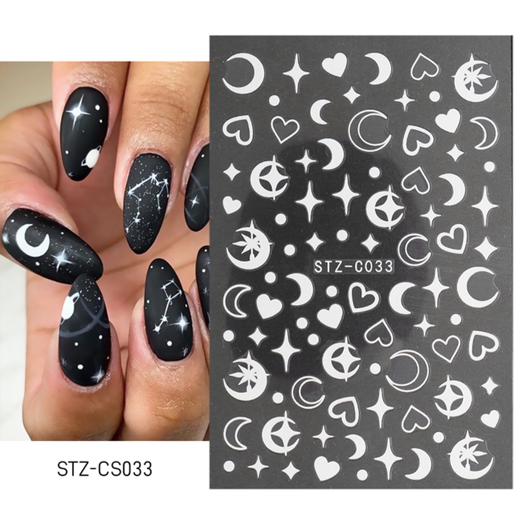 Nhãn Dán Trang Trí Móng Tay 3D Lấp Lánh Ánh Bạc Thời Trang