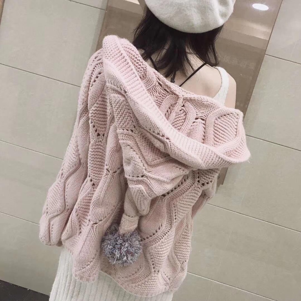 Áo Khoác Len Cardigan Có Nón Thời Trang Hàn Quốc