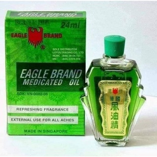 Chai dầu gió xanh 2 nắp con ó singapore nhập mỹ 24ml - dầu xanh eagle