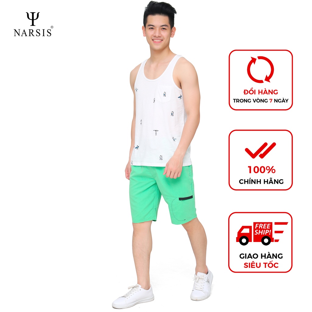 Quần Short nam cao cấp Narsis S8054 màu xanh có dây rút