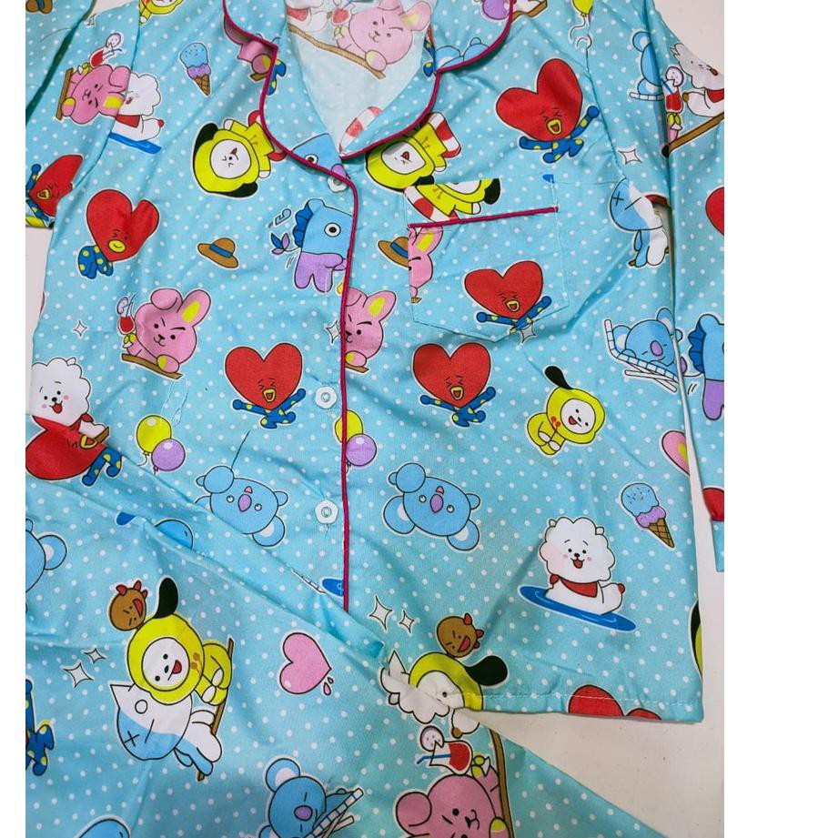 Bộ Đồ Ngủ Pijama Dài Tay In Họa Tiết Bt21 Dễ Thương Cho Bé