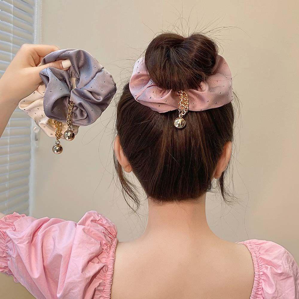 IVORY Dây Buộc Tóc Vải Lụa Satin Cỡ Lớn Thiết Kế Đơn Giản Ngọt Ngào Cho Nữ