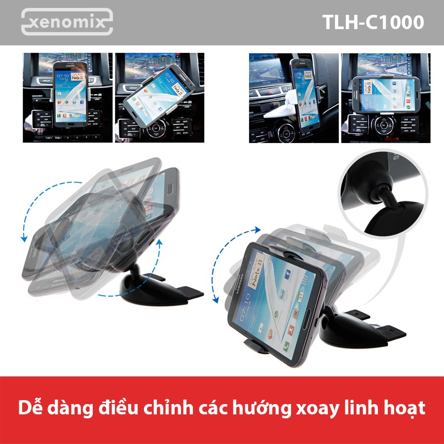 [Mã BMBAU50 giảm 10% đơn 99k] Giá Đỡ Điện Thoại Gắn Khe Ổ CD XENOMIX TLHC1000 Nhập Khẩu Chính Hãng