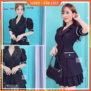 Bộ vest thanh lịch kèm chân váy xếp li Dưa Gang Store SVT01 chính hãng