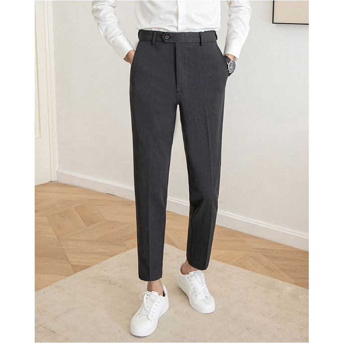 Quần âu nam đai chun from dáng trẻ trung 3 màu đen/xám/ghi