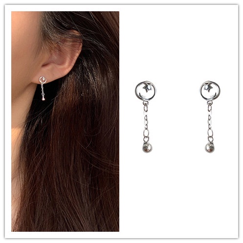 1 Cặp Bông Tai Nữ Dáng Dài Đính Ngôi Sao Tua Rua Thời Trang Hàn Quốc