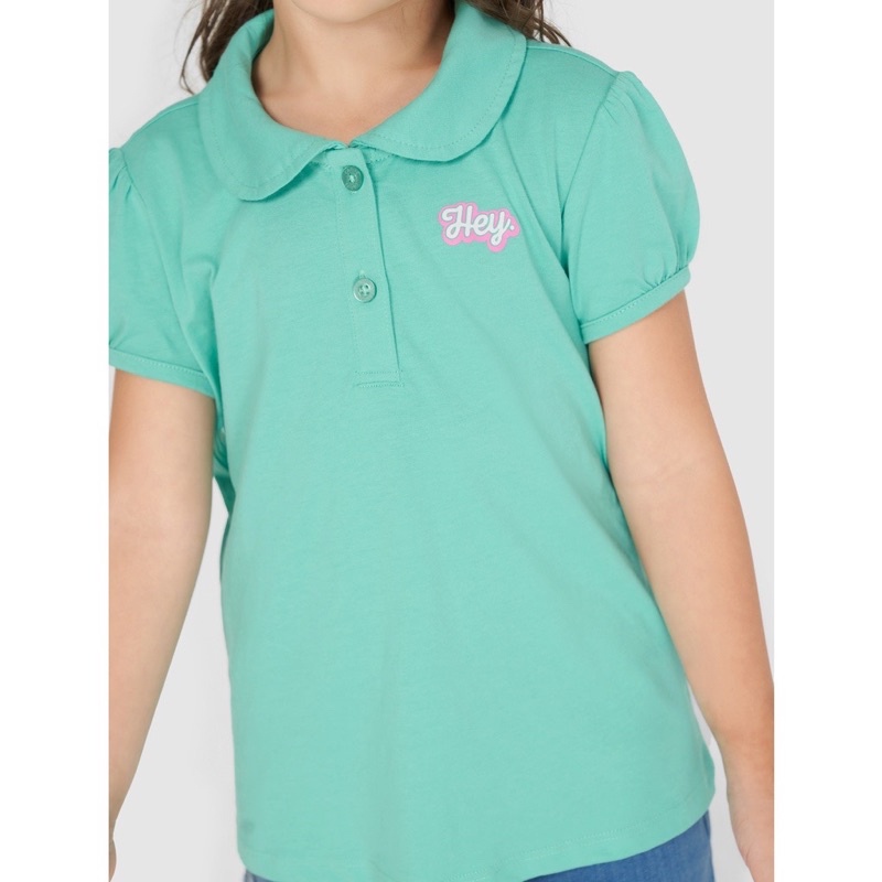 Áo polo bé gái Canifa cotton cổ tròn tay nhún dễ thương cho bé 2-3 tuổi