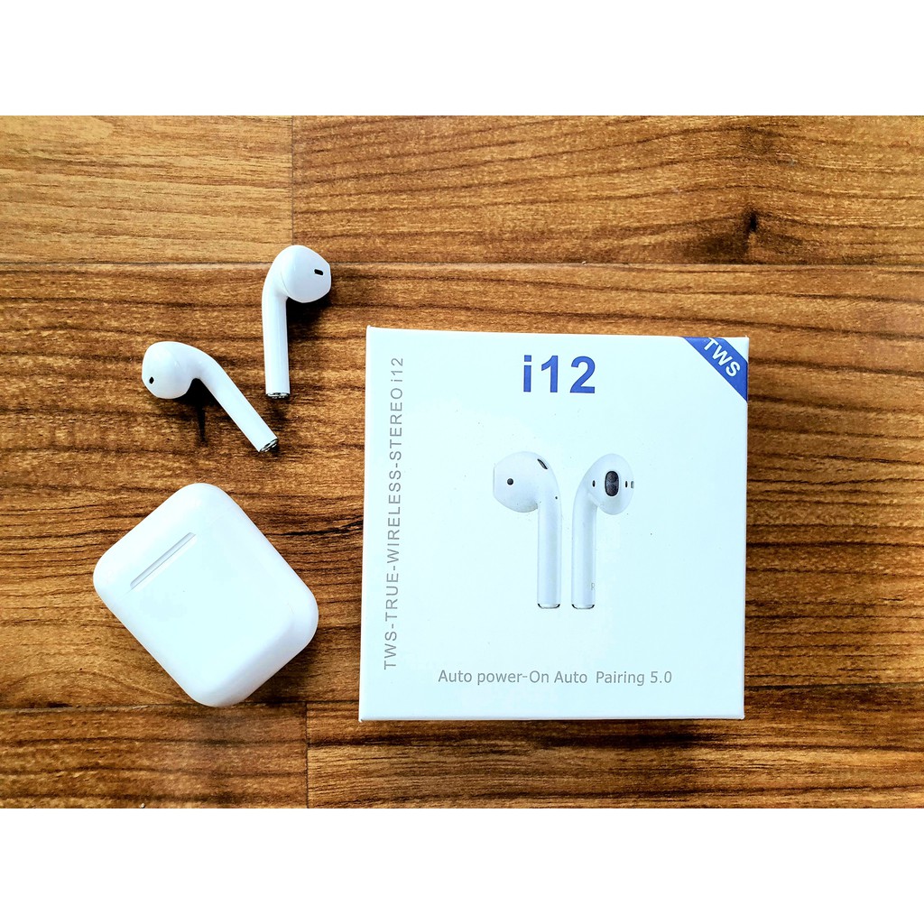 Tai nghe bluetooth I12 [ Huế Case ] Tai nghe blutooth không dây cảm ứng chạm thời thượng chất lượng tốt giá siêu rẻ