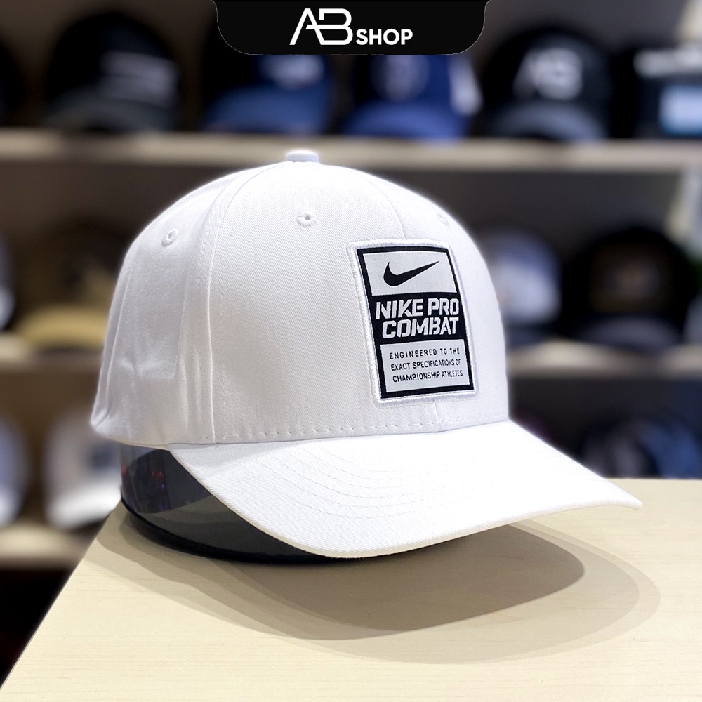 Mũ Lưỡi Trai Nike Pro Trắng và Đen Logo In Nổi