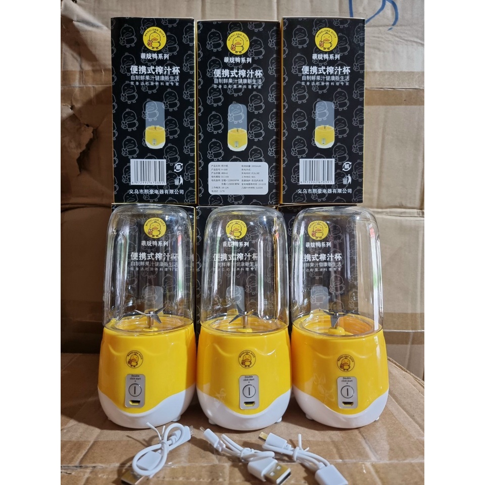 Máy Xay Sinh Tố Cầm Tay Máy Xay Hoa Quả Mini Vịt Vàng Sạc Điện Dung Tích 400ml Tiện Lợi