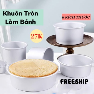 Khuôn Tròn Làm Bánh,Khuôn Bằng Hợp Kim Nhôm 4/6inch Tiện Lợi KHO GIA DỤNG HOÀNG ANH