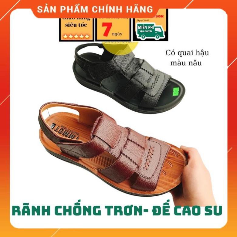 Dép da ông già, dép trung niên có quai hậu ,Đế cao su đúc cao cấp CHOINIS ip09