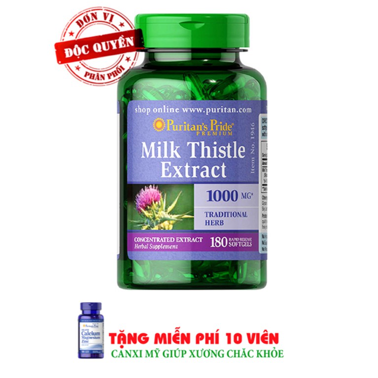 Viên uống bổ gan, làm mát gan, giải độc gan, tăng cường chức năng gan  Milk Thistle Extract 1000mg 180 viên