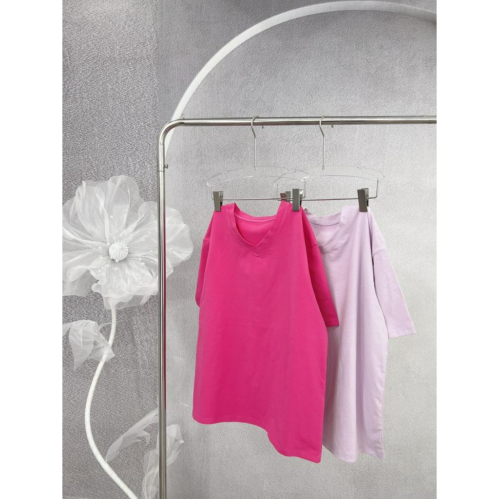 ÁO CỔ TIM TRƠN FORM RỘNG TAY NGẮN (TH)