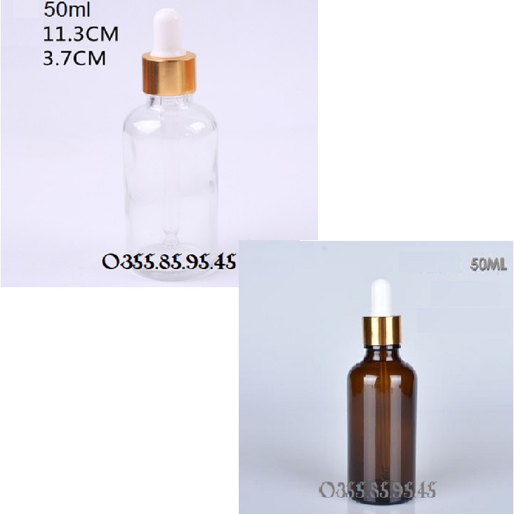 50 Chai thủy tinh nắp bóp vàng 50ml