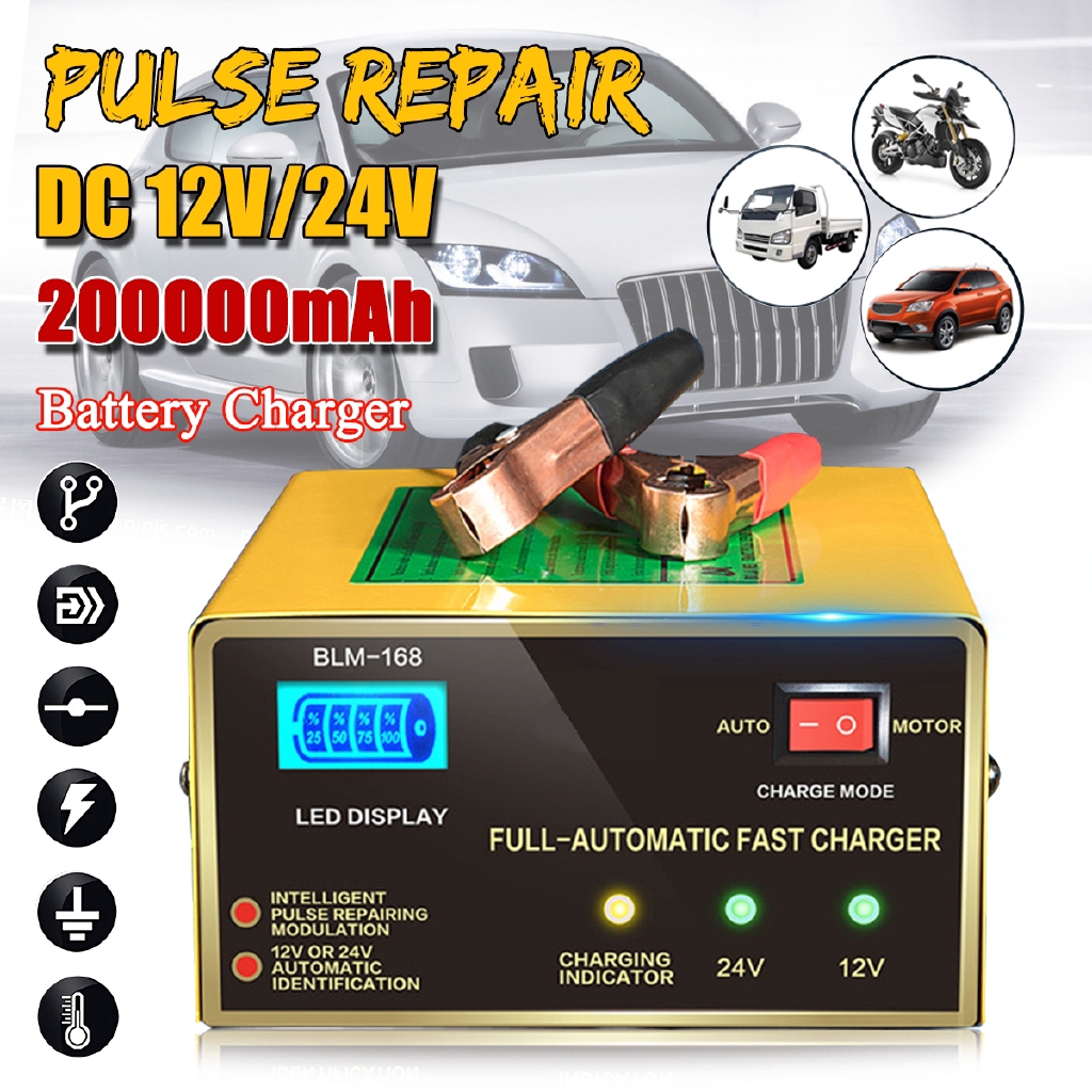 Bộ Sạc Bình Ắc Quy Axit Chì Tự Động Thông Minh 12V / 24V 200Ah Cho Xe Hơi