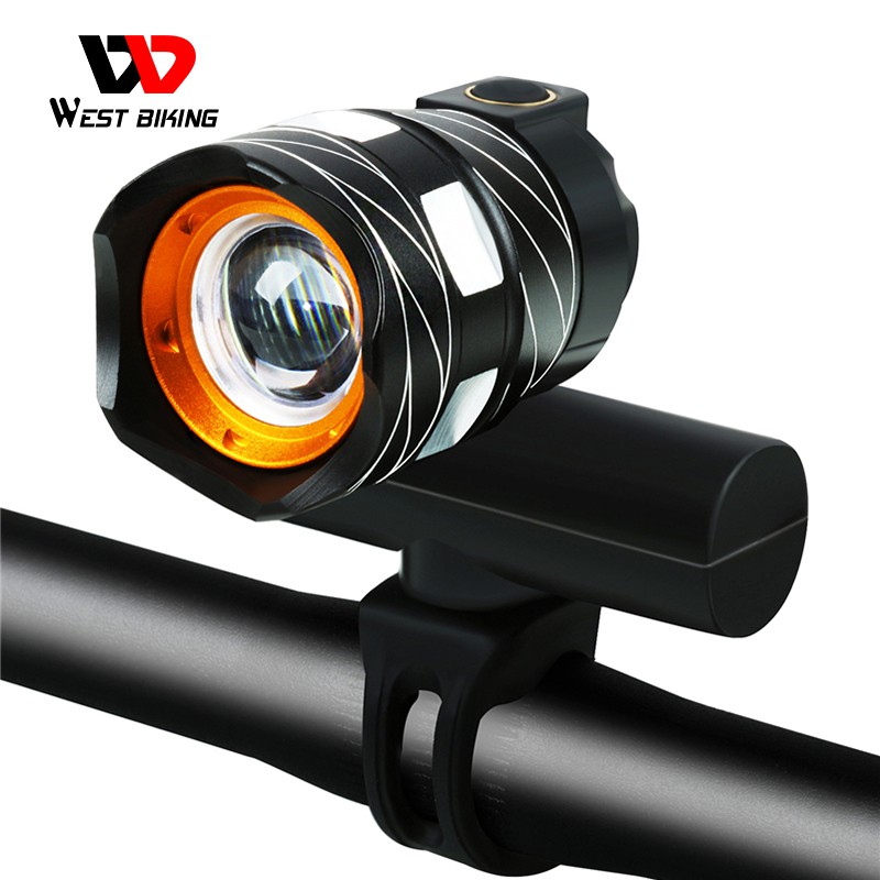 Đèn Pha WEST BIKING Siêu Sáng 1200 Lumen Sạc USB Cho Xe Đạp