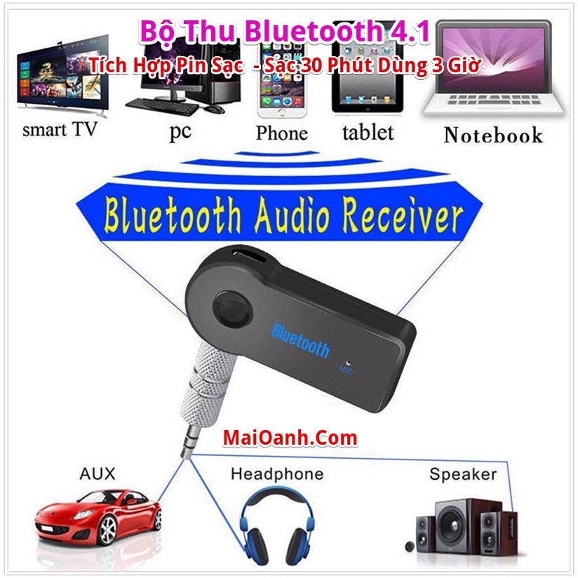 Bộ Thu Bluetooth 4.1 Biến Loa Thường Thành Loa Không Dây (Tích Hợp Pin Sạc)