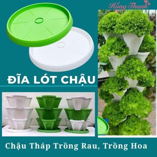 5 Chậu nhựa tháp trồng rau, hoa thông minh, Kệ trồng cây trang trí ban công có thể xếp tầng trông cực đẹp COMBO 5 TẦNG