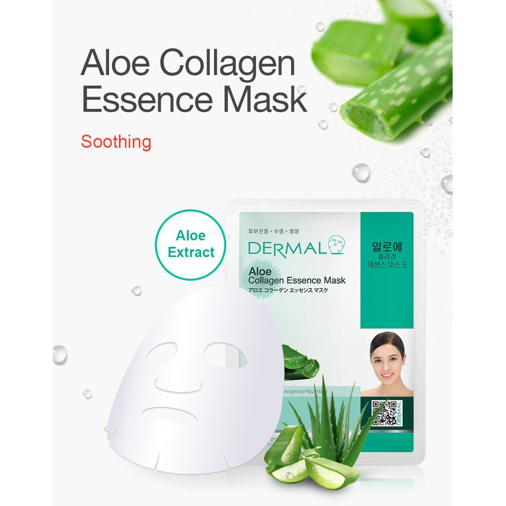 Mặt Nạ Dermal Tinh Chất Lô Hội Ngăn Ngừa Lão Hóa Da Aloe Collagen Essence Mask 23g - 10 Miếng