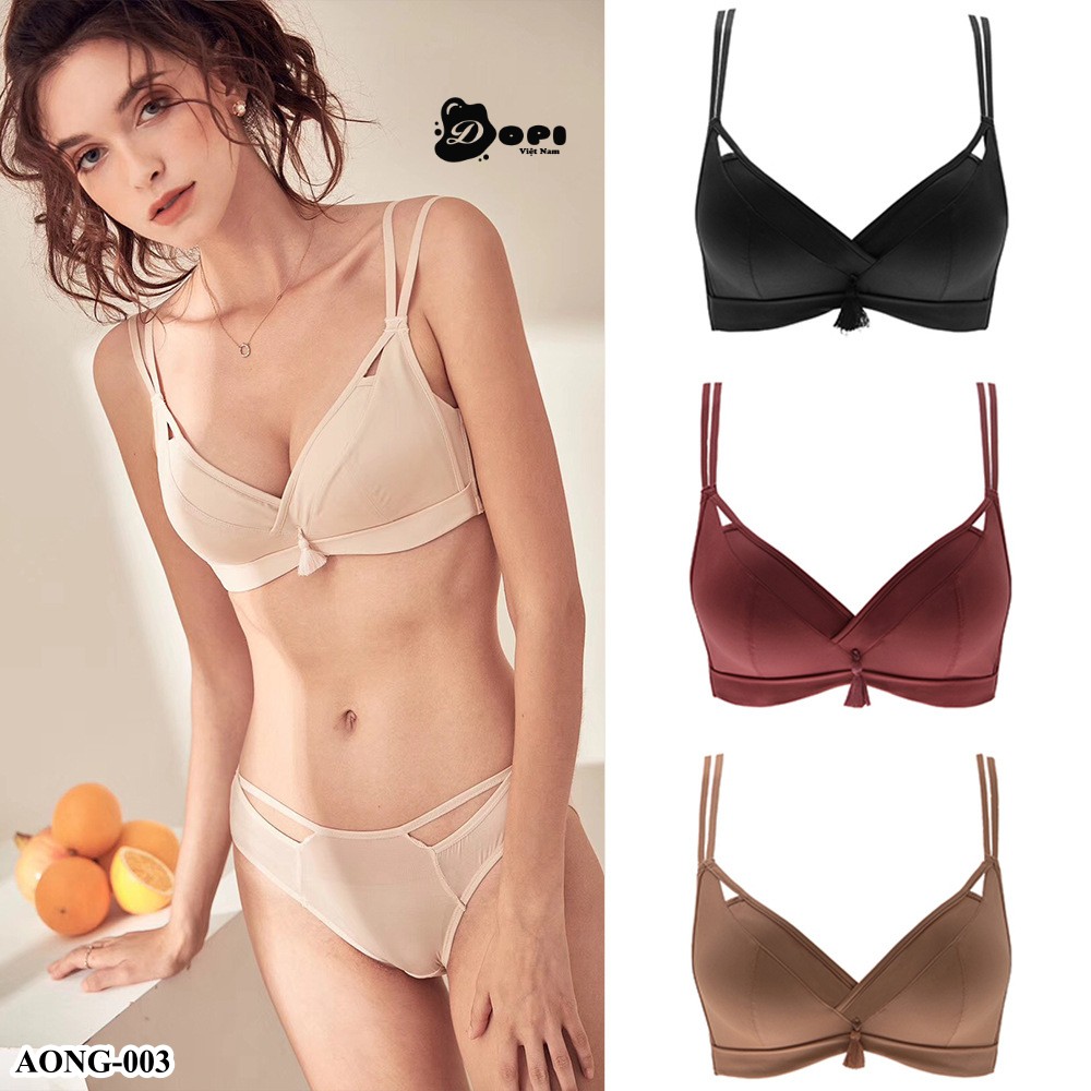 Bộ đồ lót áo ngực và quần lót nữ cao cấp AONG-003 không gọng phối ren