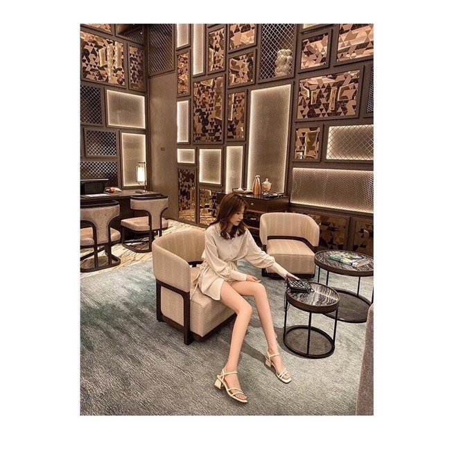 Giày Sandal hai dây ngang gót 5p siêu hót