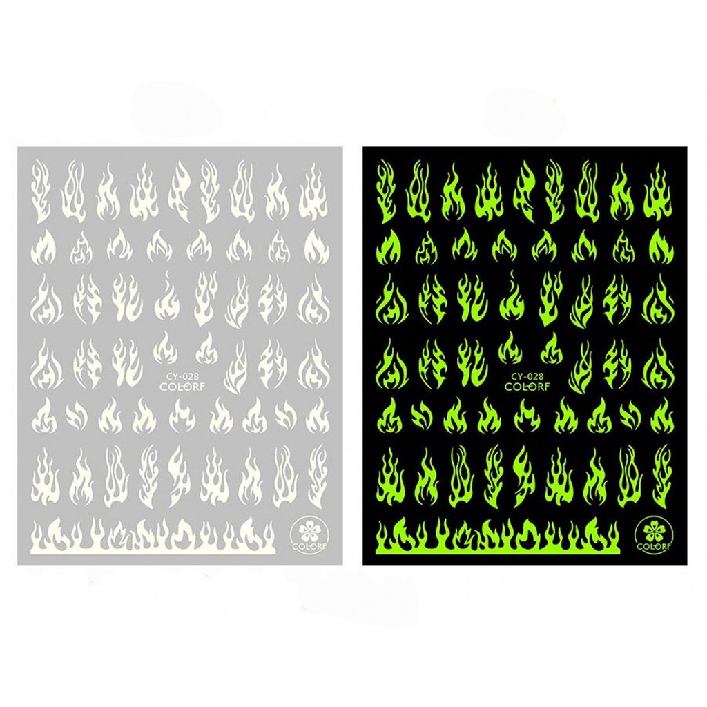 [Hàng mới về] Nhãn dán màu dạ quang 3D trang trí móng tay nghệ thuật