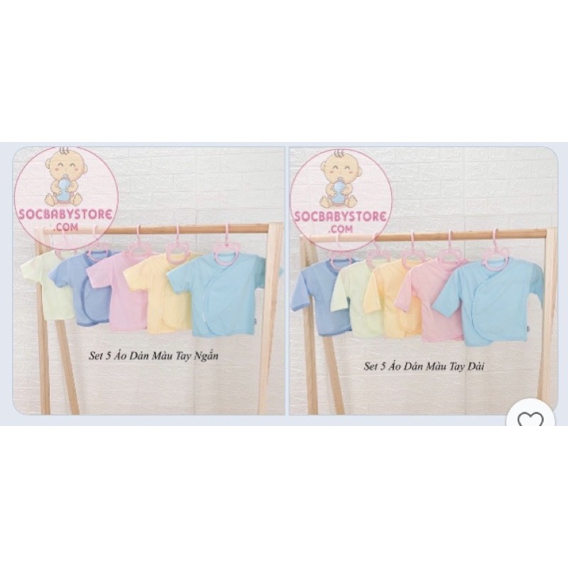 Set 5 áo màu mẫu dán sơ sinh siêu tiện Tay dài - Tay ngắn