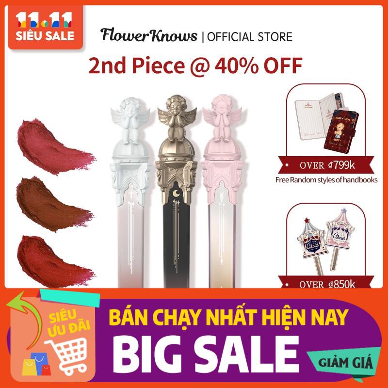 Big Sale Flower Knows Little Angel Son môi tùy chọn lâu trôi thiết kế vỏ hình thiên thần sang trọng 14 màu sắc 4g