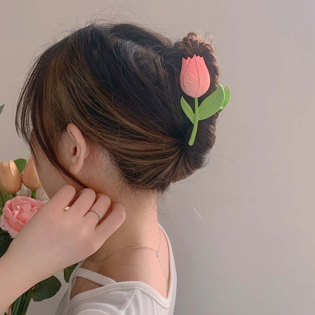 Kẹp Tóc Hình Hoa Tulip Thời Trang Phong Cách Hàn Quốc