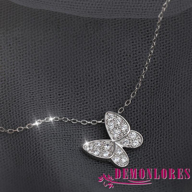 Vòng cổ mặt hình bướm đính đá zircon bằng hợp kim thời trang xinh xắn cho nữ