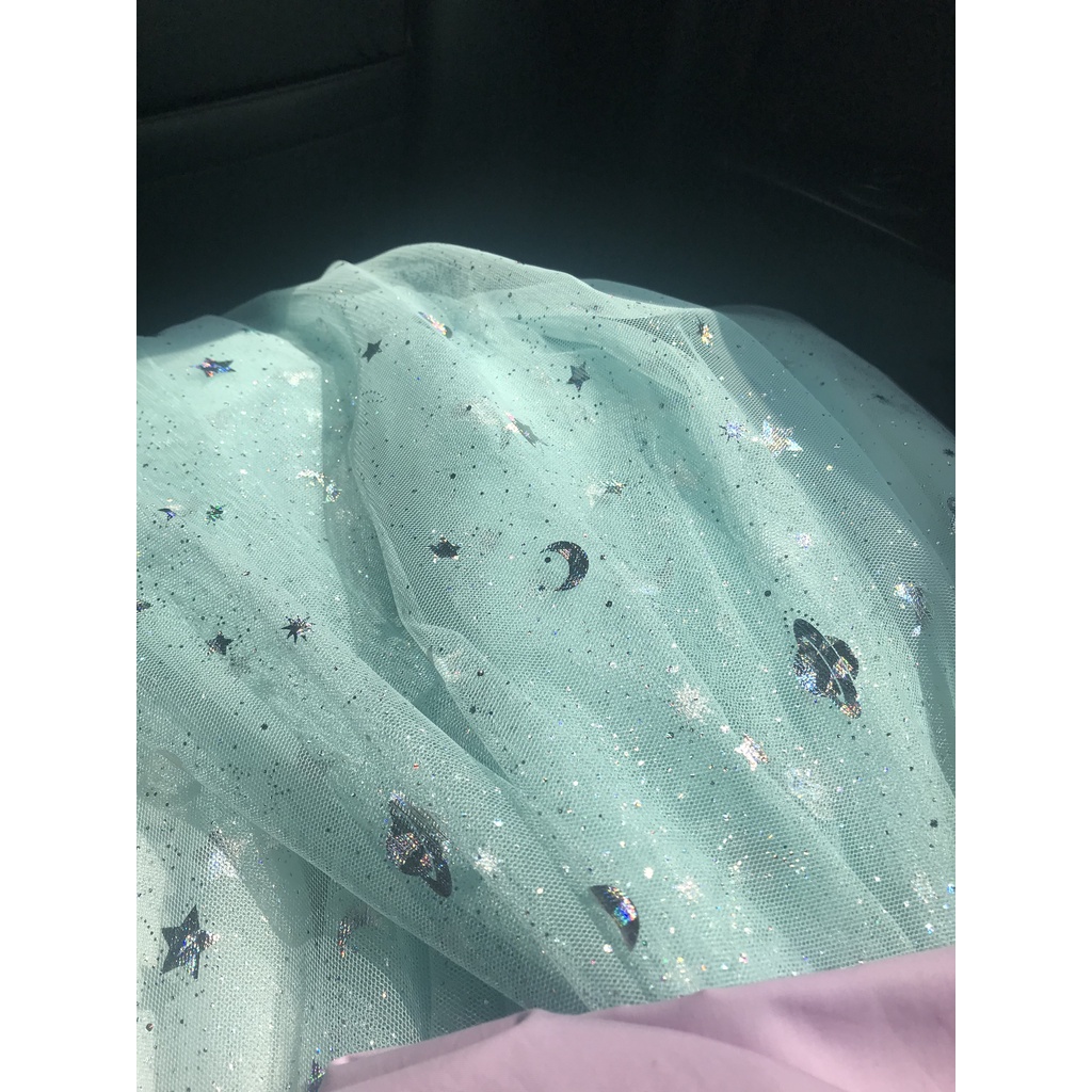 ⚡HOT⚡Vải lưới phun phủ kim tuyến hoạ tiết tinh tú siêu đẹp may váy, chụp nail, làm phông nền phụ kiện chụp ảnh sản phẩm