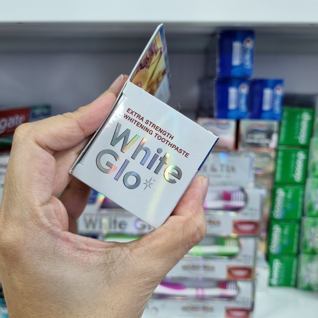 Kem đánh răng trắng răng WHITE GLO (Đỏ / Tím / Xanh / Vàng / Trắng) - kem đánh răng thơm miệng tặng kèm bàn chải