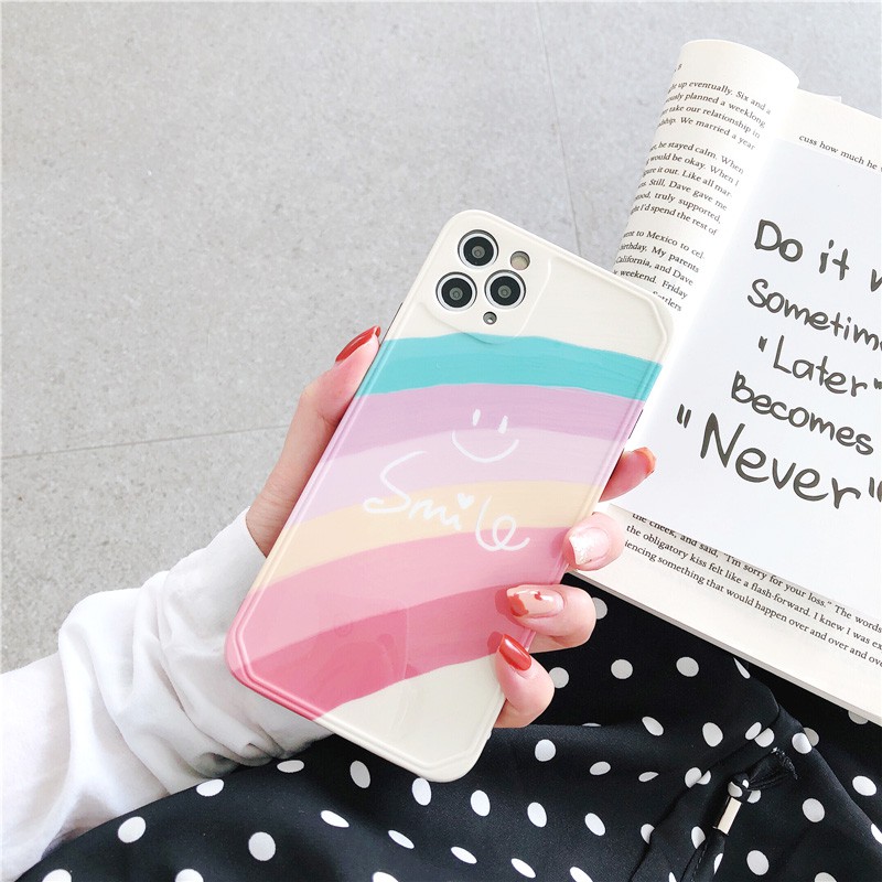 Ốp lưng iphone Smile Rainbow IMD dày dặn viền nổi 5/5s/6/6plus/6s/6splus/7/7plus/8/8plus/x/xs/11/12/pro/max/plus/promax | BigBuy360 - bigbuy360.vn