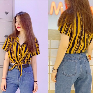 ÁO SƠ MI CỘT EO KÈM HÌNH THẬT
