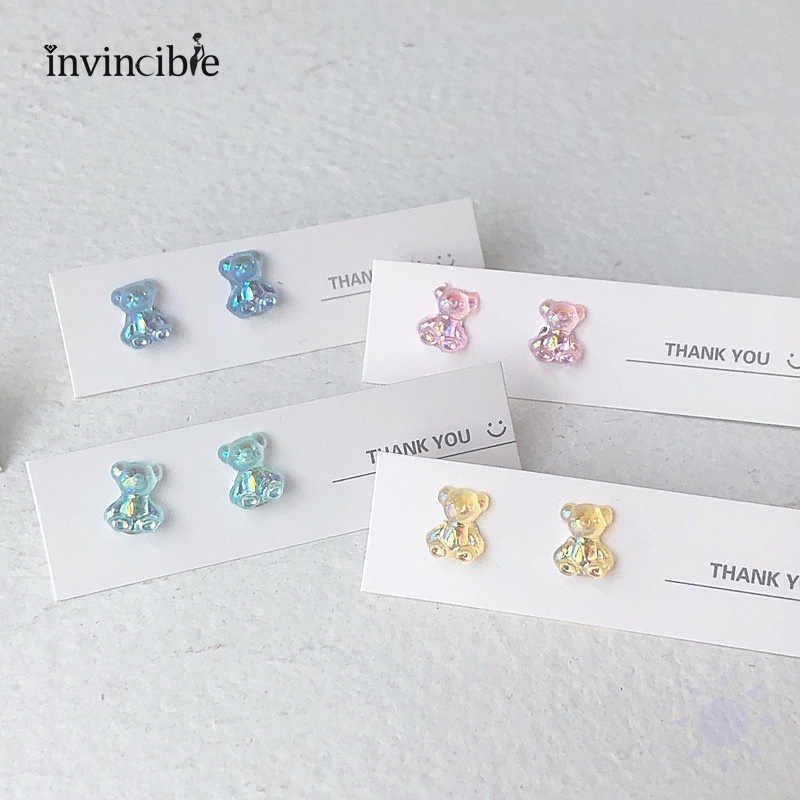 Đôi bông tai hình gấu màu sắc ngọt ngào đáng yêu cho nữ