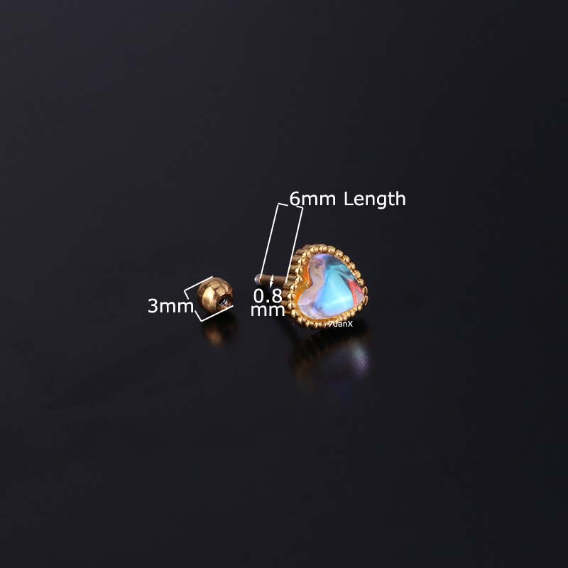 1 Chiếc Bông Tai Hình Trái Tim Bằng Thép Không Gỉ Dài 20 Mét Dài 6mm