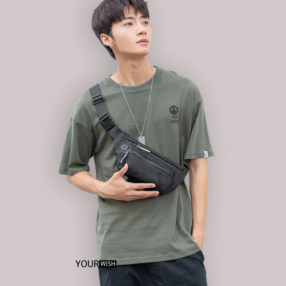 Túi Đeo Chéo Vai Hông Lưng Ngực Thời Trang Nam Chống Nước TD42 Túi Bao Tử Dệt Trơn Trượt Nước