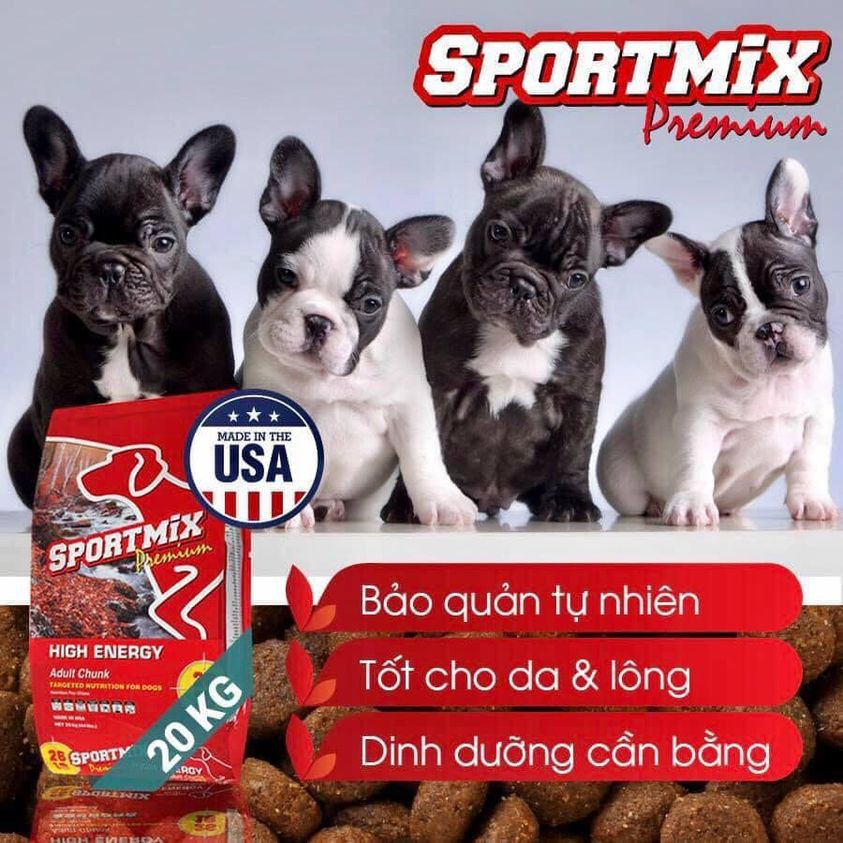 [DINH DƯỠNG CAO] Thức ăn hạt 20KG CHO TẤT CẢ GIỐNG CHÓ SPORTMIX HIGH ENERGY vị Thịt Gà và Ngũ Cốc