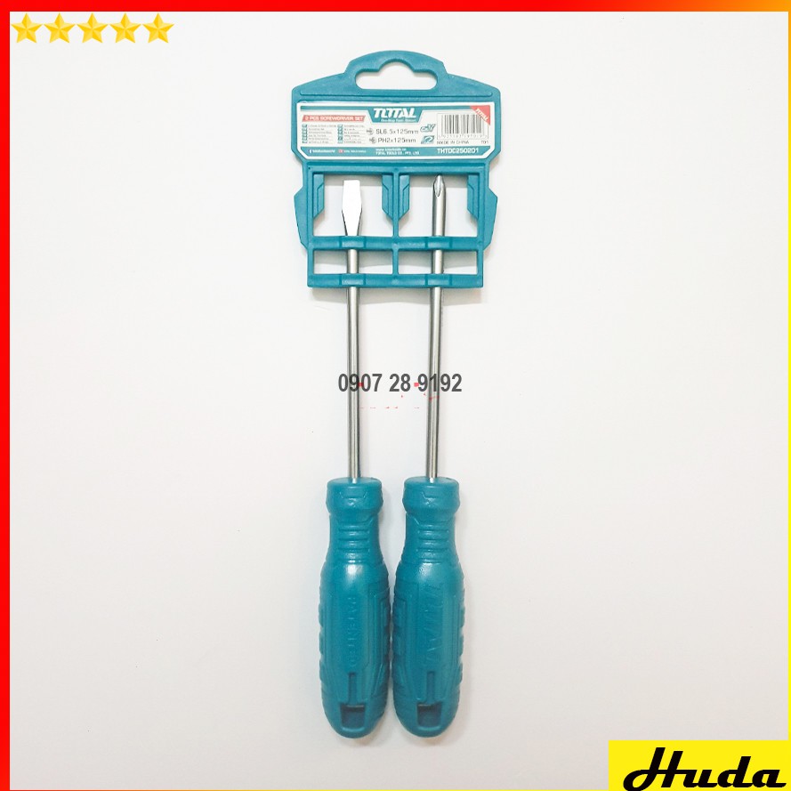 Bộ 2 tua vít dẹp và bake Total THTDC250201 POI