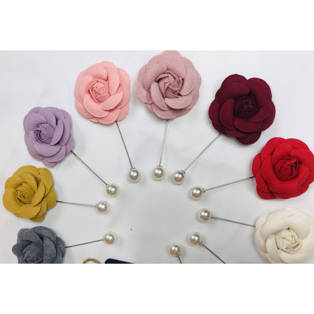 Cài áo hoa trà handmade nhiều màu  hàn quốc
