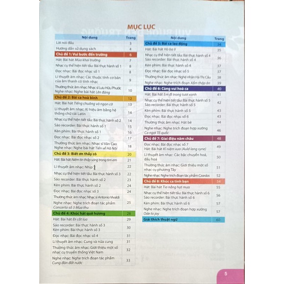 Âm Nhạc lớp 6 và bìa bao