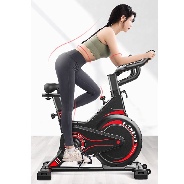 Xe đạp tập thể dục Fitness, bánh đà kháng từ, kèm đồng hồ đo nhịp tim