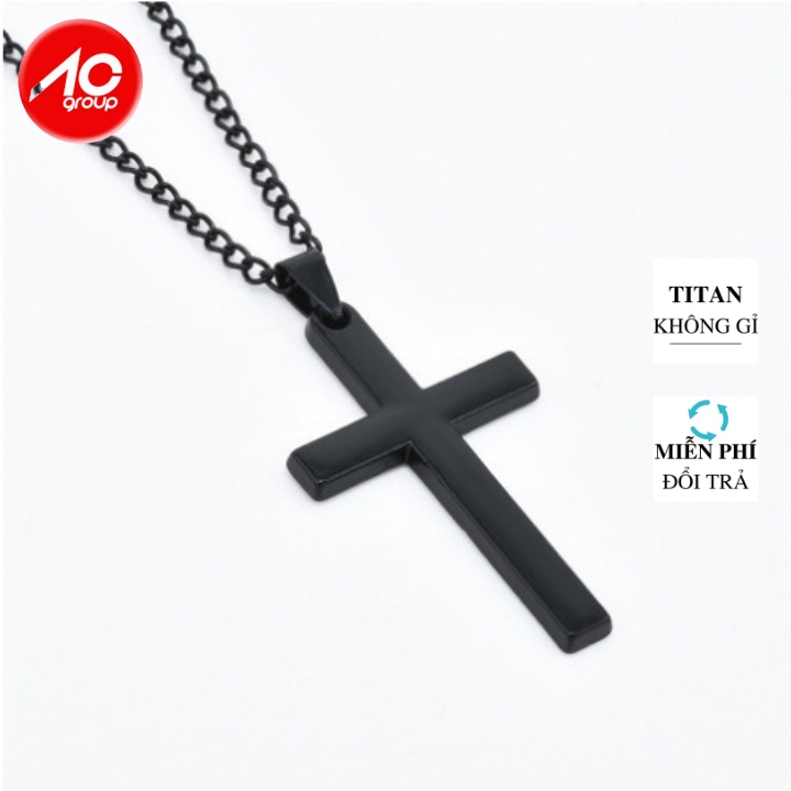 Vòng Cổ Nam Nữ Dây Chuyền Cuban Basic Chuỗi Trơn Mặt Thánh Giá HipHop Thời Trang Màu Đen Đẹp Chất Liệu Titan
