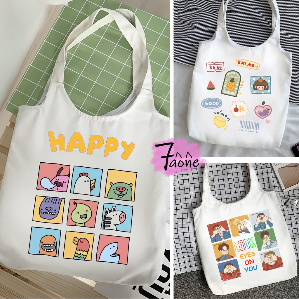 [Mã FAMINI245 giảm 10% tối đa 30k đơn từ 99k] TÚI TOTE QUAI TRÒN HÀN QUỐC SIU CUTE ĐEO VAI CÓ TÚI CON VẢI CANVAS