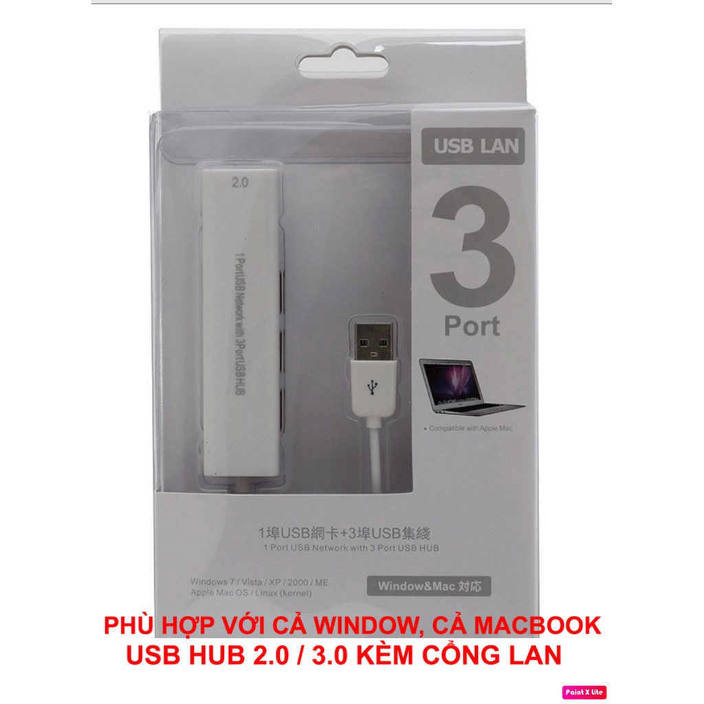 Bộ HUB chia 3 cổng USB 2.0/3.0 có sẵn cổng LAN 10/100 Mbps-HUB USB 3 cổng in 1 dùng đc cả windown và laptop táo