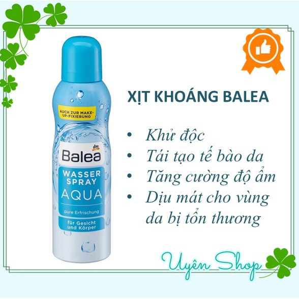 Xịt khoáng Balea [NỘI ĐỊA ĐỨC] khử độc, tăng cường độ ẩm, làm mềm, kích thích tái tạo tế bào da, 150ml