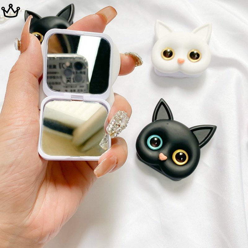 Giá Đỡ Điện Thoại Di Động Kèm Gương Trang Điểm Hình Mèo 3D Dễ Thương