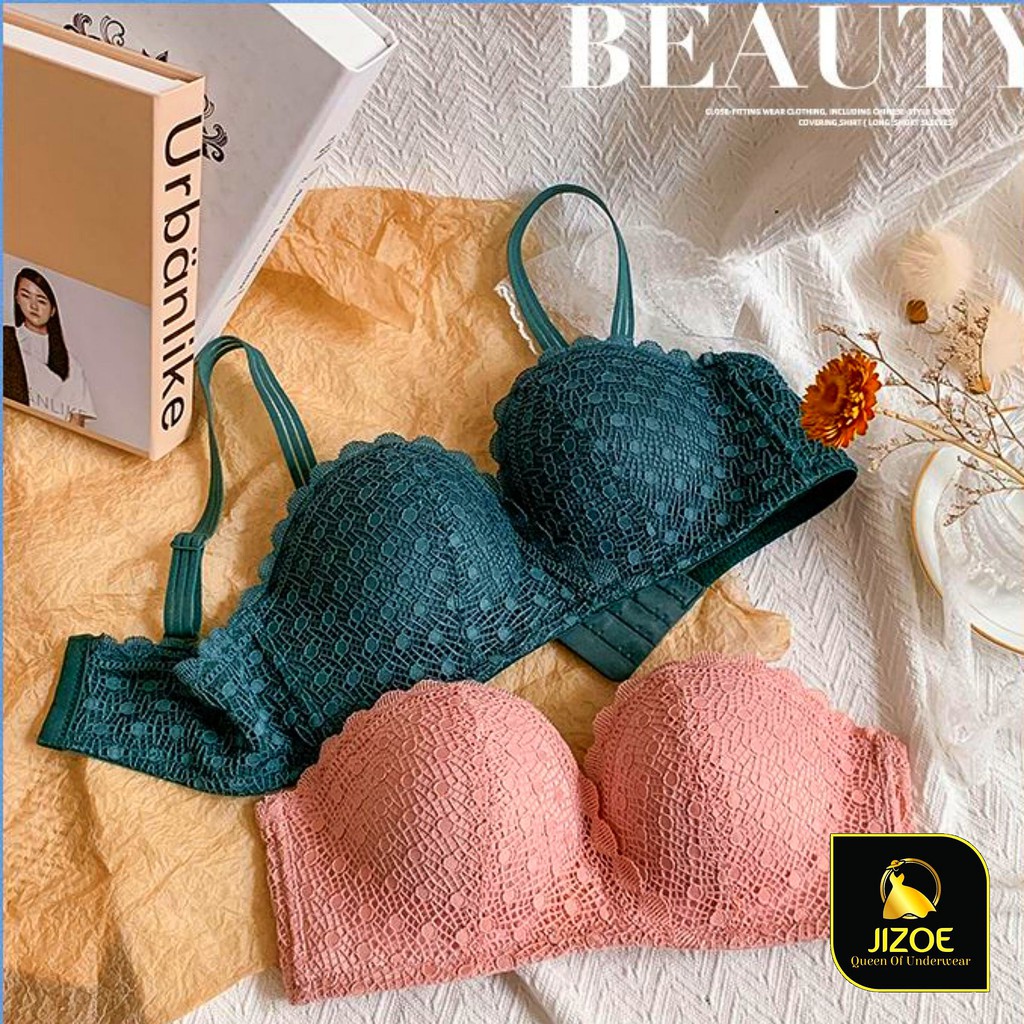 Áo ngực nữ dễ thương su đúc bàn thay không gọng nâng ngực tạo khe Ren hoa Baby cao cấp Sexy gợi cảm JIZOE ALT969
